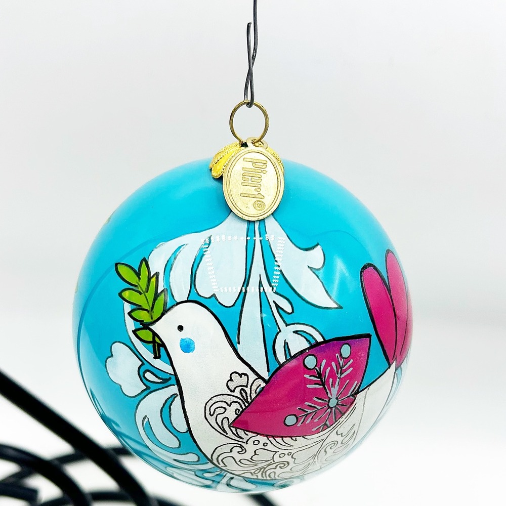 Pier 1‎ Li Bien Christmas Ornament Hand Painted Peace On Earth Dove 2015 In Box